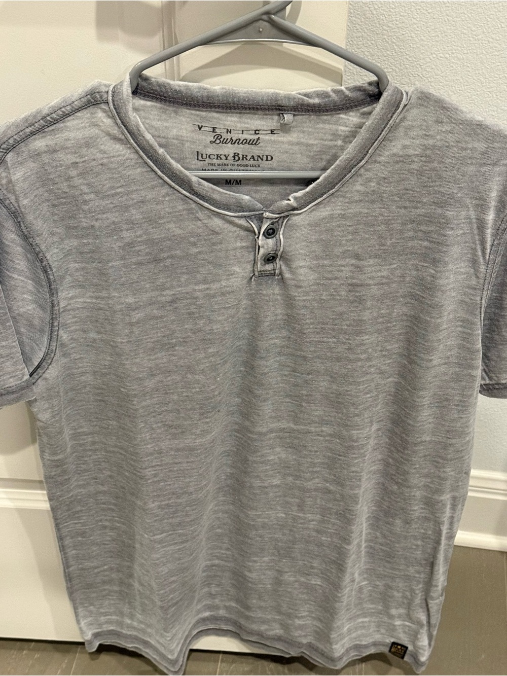 Lucky Brand Light Gray Burnout Graphic Tee